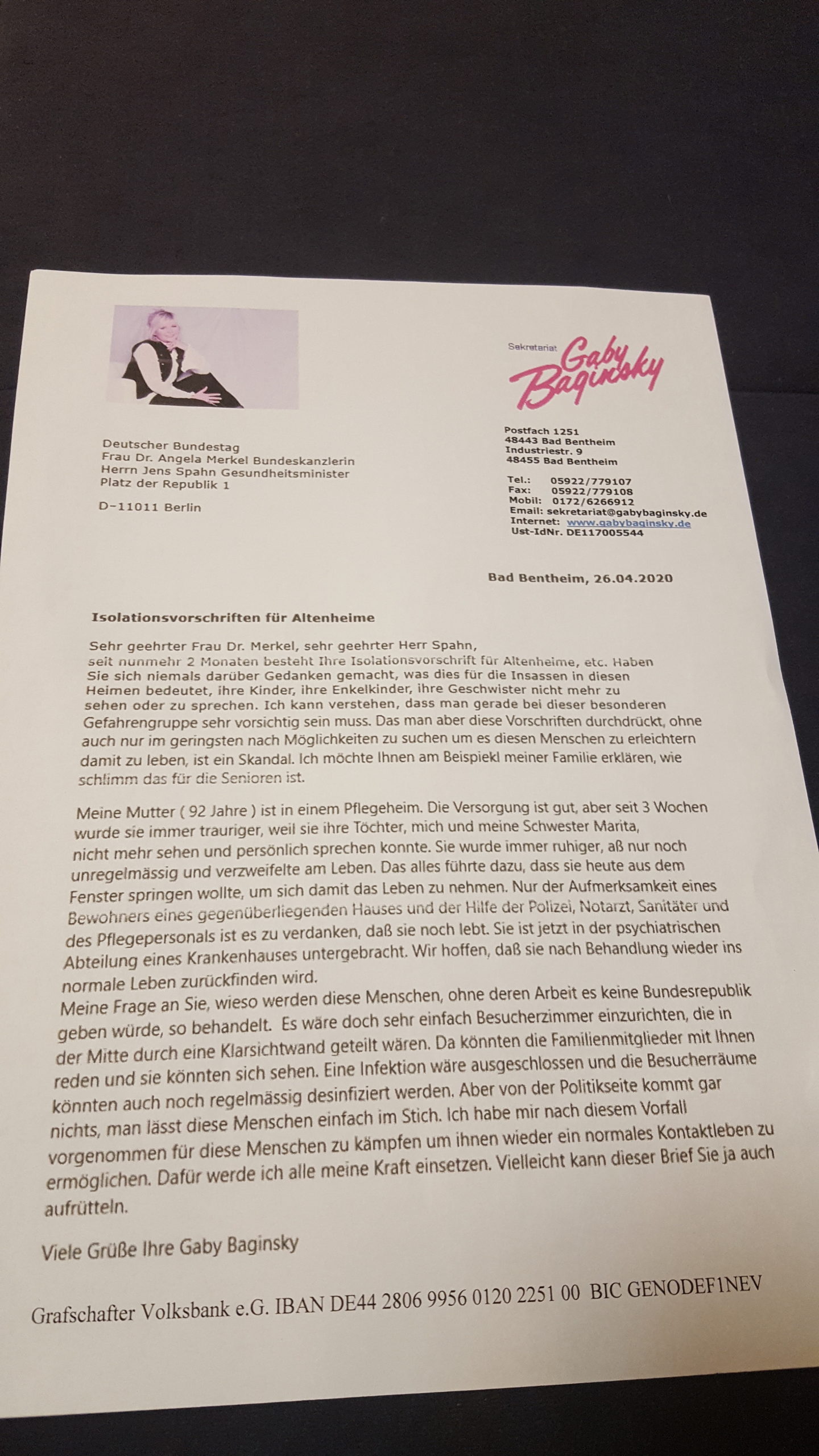 GABY BAGINSKY Offener Brief an Bundeskanzlerin Angela ...