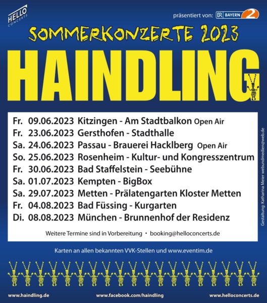 HAINDLING <br>Sommerkonzerte 2023 gesundheitsbedingt abgesagt!
