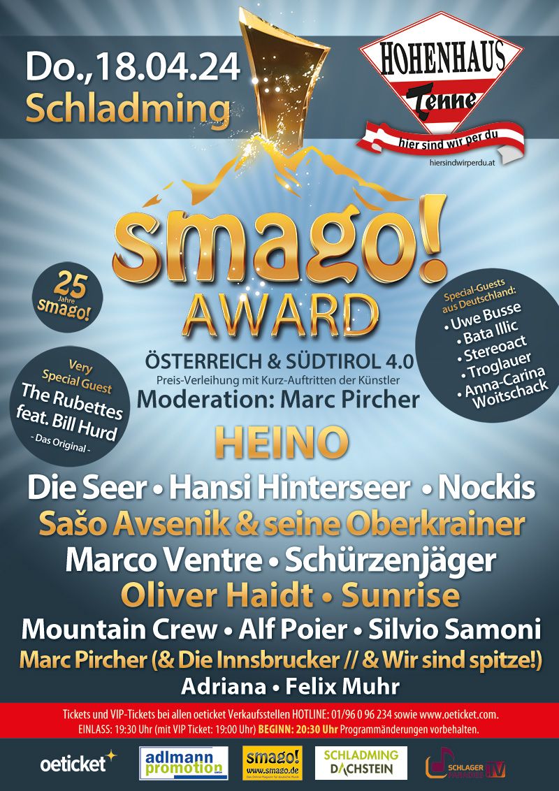 smago! AWARD * smago! Award Österreich & Südtirol 4.0 am 18.04.2024 in der Hohenhaus Tenne in A-Schladming 