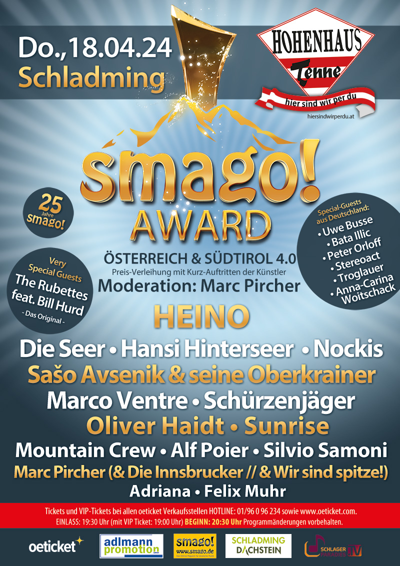 smago! AWARD Österreich & Südtirol 4.0 am 18.04.2024 in der Hohenhaus Tenne in Schladming (Event-Tipp)