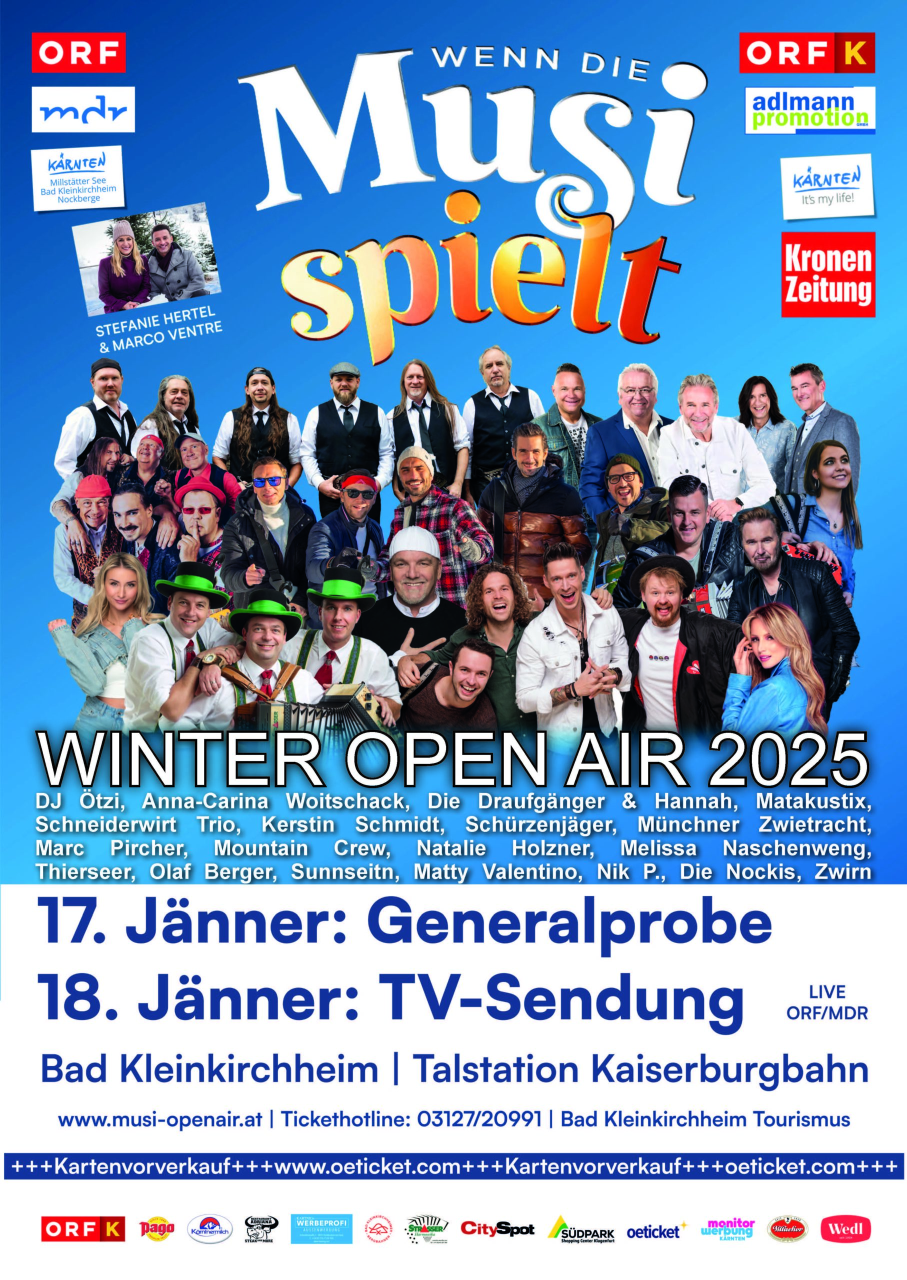 WENN DIE MUSI SPIIELT – WINTER OPEN AIR 2025 *** am 17.01. + 18.01. in BAD KLEINKIRCHHEIM (TV-Produktion)