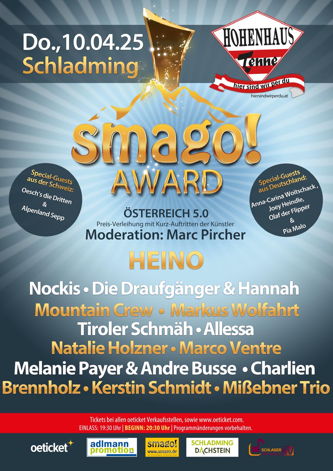 smago! AWARD Österreich 5.0 – am 10.04.2025 in der Hohenhaus Tenne in Schladming (Event-Tipp)