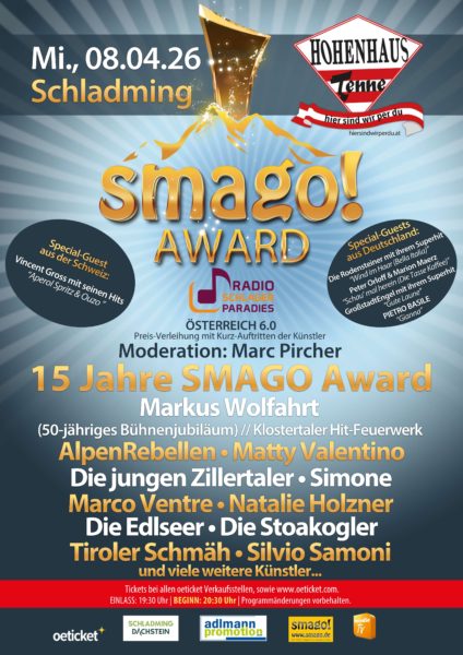 smago! AWARD <br>Das große Update zum „smago! Award Österreich 6.0 – 15 Jahre SMAGO Award“ am 08.04.2026 in der Hohenhaus Tenne in Schladming!