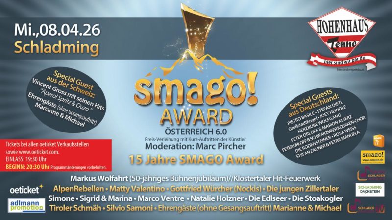 smago! AWARD <br>Das vorläufig finale Update zum smago! Award Österreich 6.0 – 15 Jahre SMAGO Award am 08.04.2026 (Hohenhaus Tenne, Schladming)!